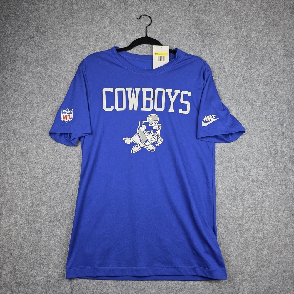 Nike Dallas Cowboys Old Royal Retro Throwback Blue Shirt Mens Size Small Dri-Fit